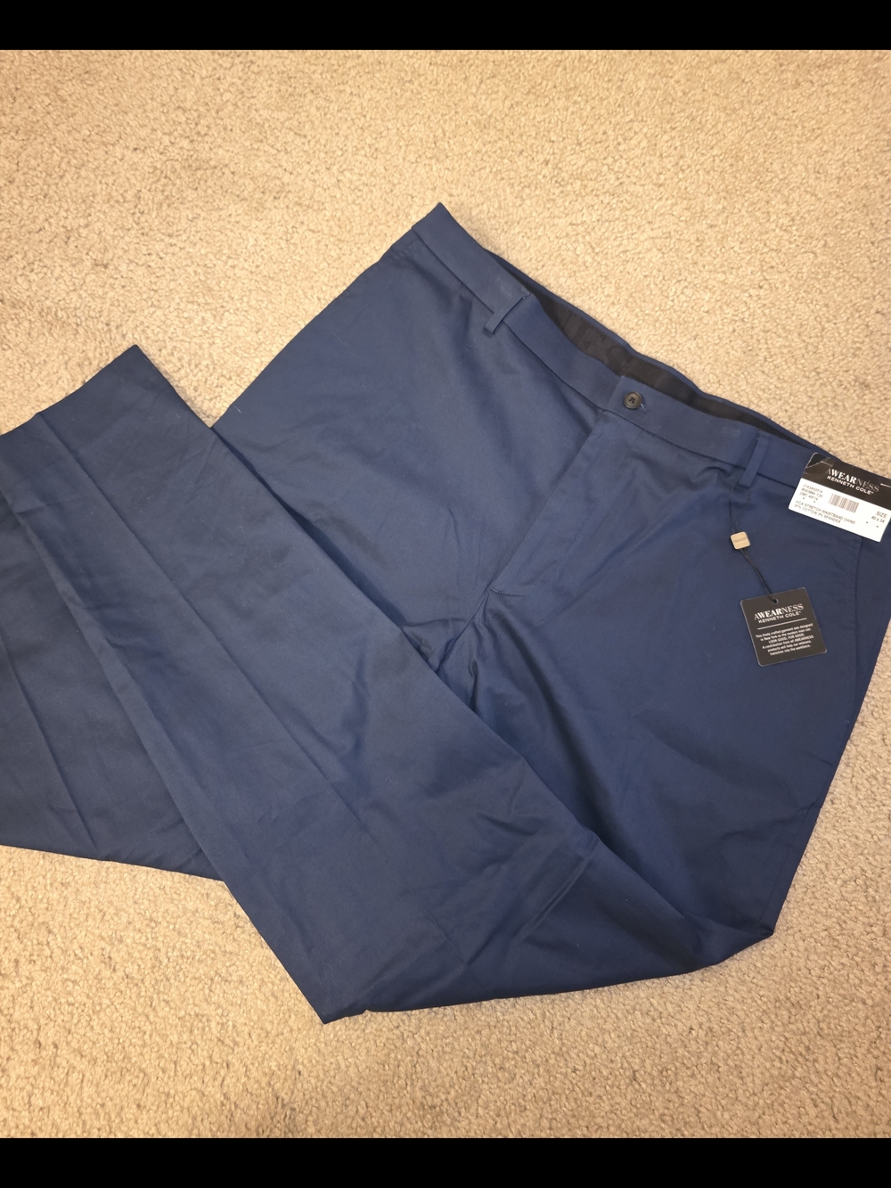NWT Kenneth Cole Awearness Mens 40x34 Dress Pants Chino Stretch Fit Blue